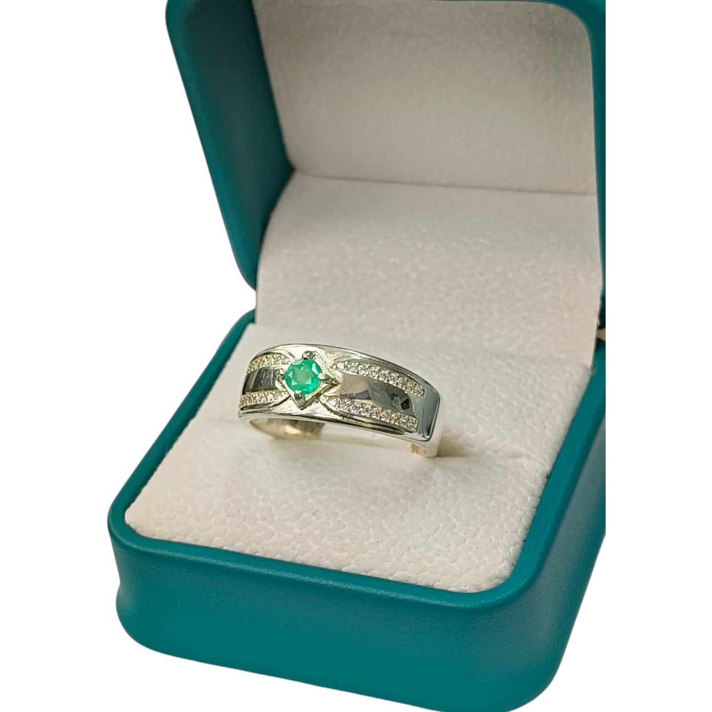Anillo Argent con Esmeralda Colombiana para Caballero - Colección Maestro