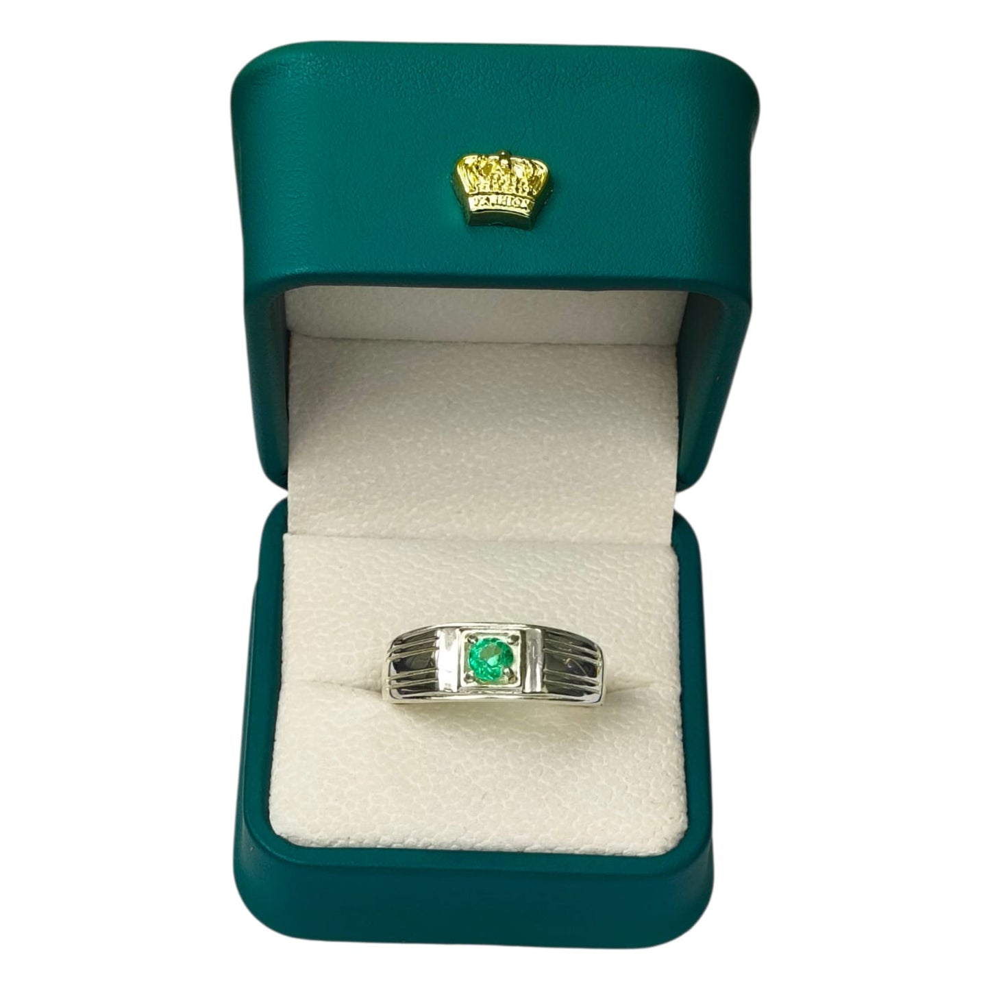 Anillo Argent con Esmeralda Colombiana para Caballero - Colección Escudo