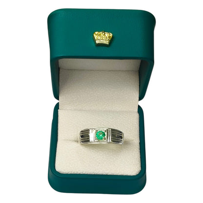 Anillo Argent con Esmeralda Colombiana para Caballero - Colección Escudo