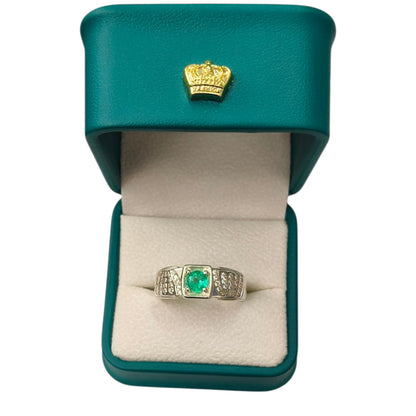 Anillo Argent con Esmeralda Colombiana para Caballero - Colección Bravo