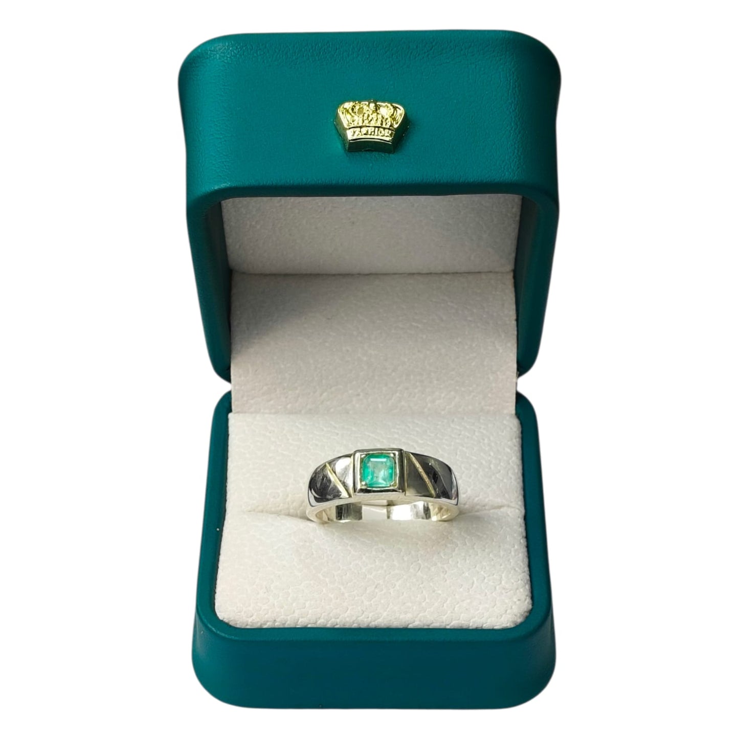 Anillo Argent con Esmeralda Colombiana para Caballero - Colección Crónica