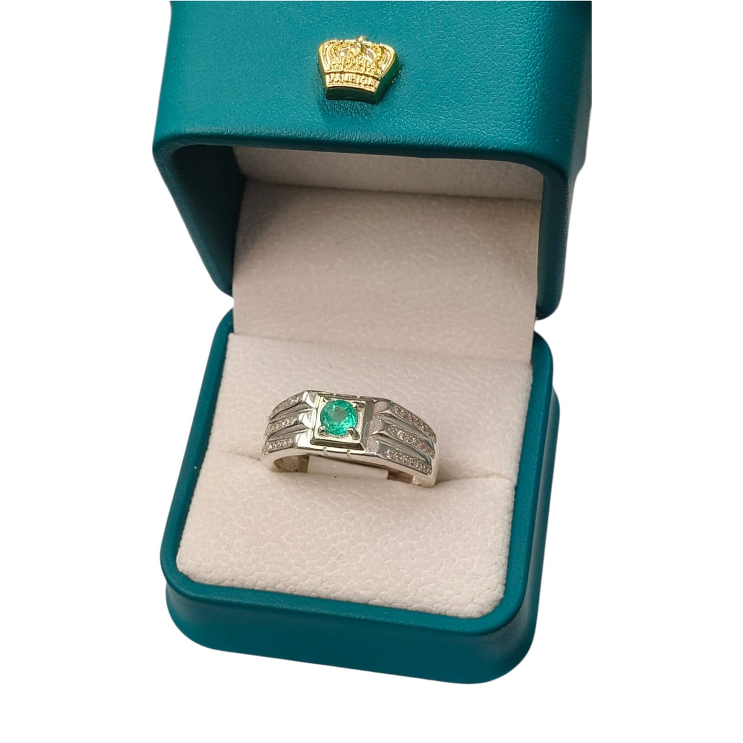Anillo Argent con Esmeralda Colombiana para Caballero - Colección Pulso