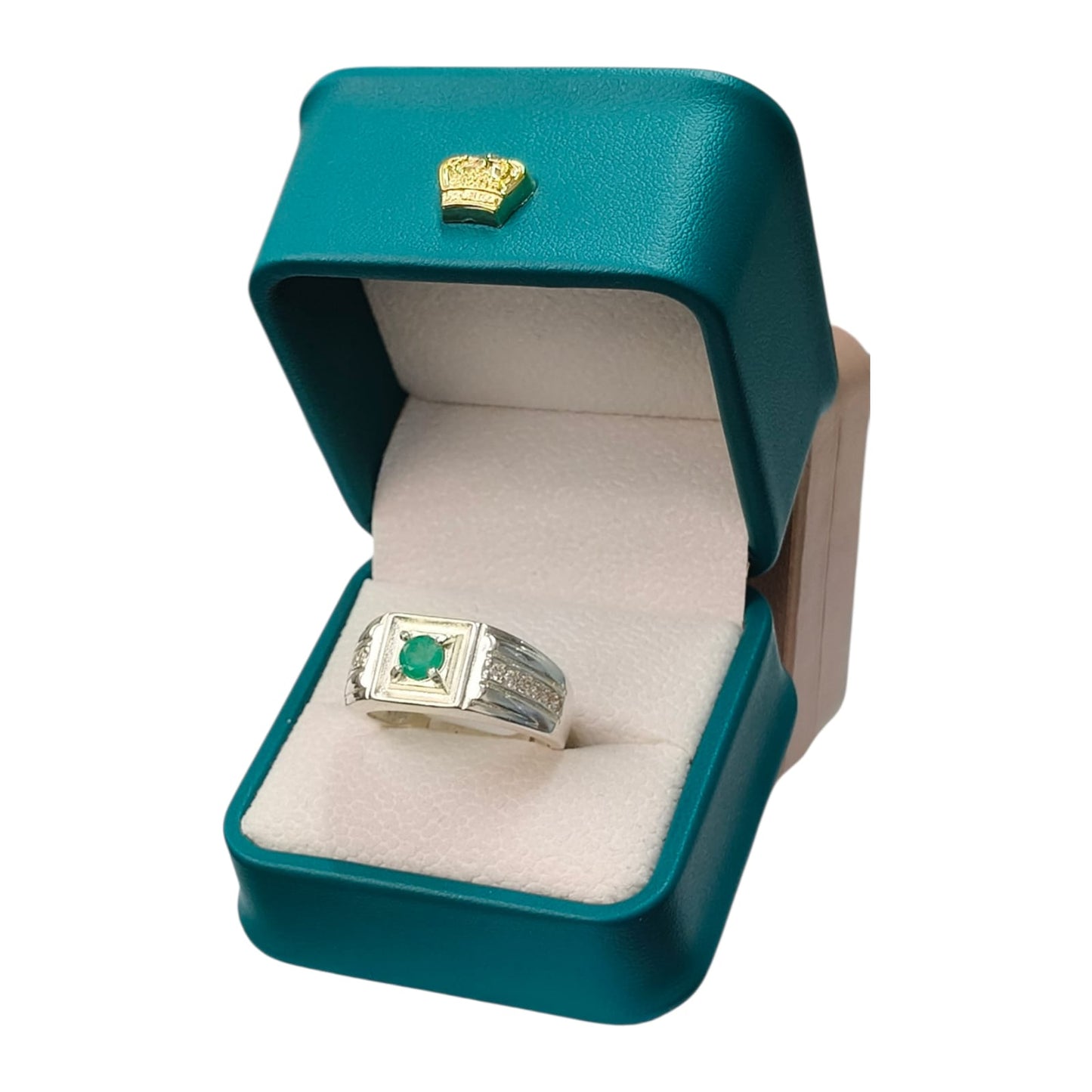 Anillo Argent con Esmeralda Colombiana para Caballero - Colección Alpés