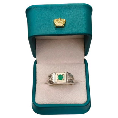 Anillo Argent con Esmeralda Colombiana para Caballero - Colección Alpés