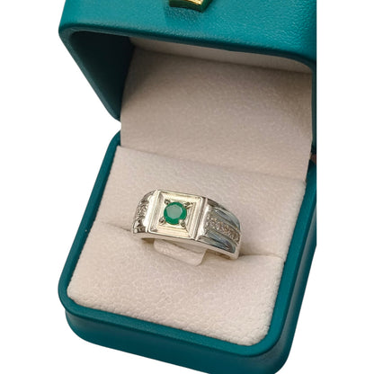 Anillo Argent con Esmeralda Colombiana para Caballero - Colección Alpés