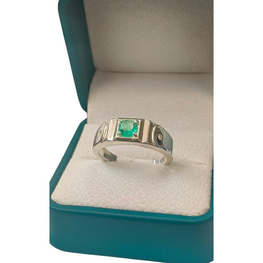 Anillo Argent con Esmeralda Colombiana para Caballero - Colección Noir