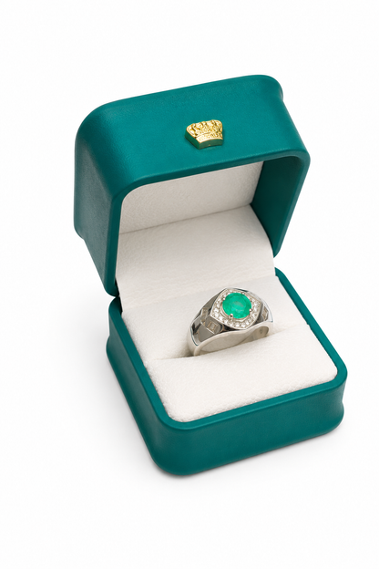 Anillo Argent con Esmeralda Colombiana para Caballero - Colección Forja