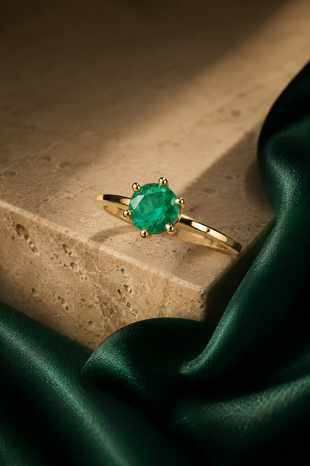 Anillo Oro 18K con Esmeralda Natural Colombiana -Premium