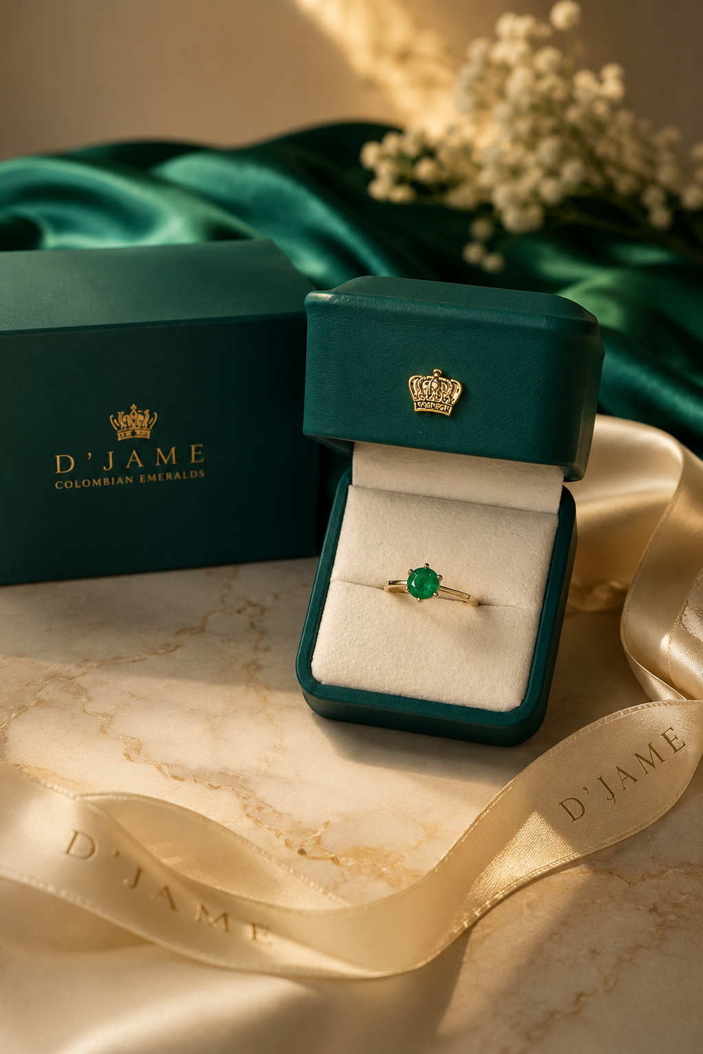 Anillo Oro 18K con Esmeralda Natural Colombiana -Premium