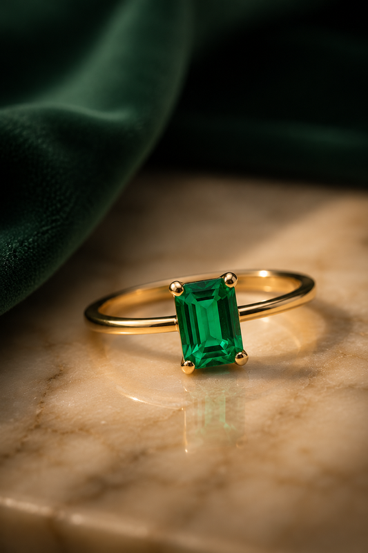 Anillo Oro 18K con Esmeralda Natural Colombiana -  Soleil