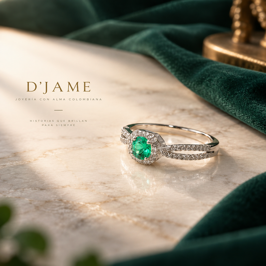 Anillo Élodie — Esmeralda Natural Colombiana