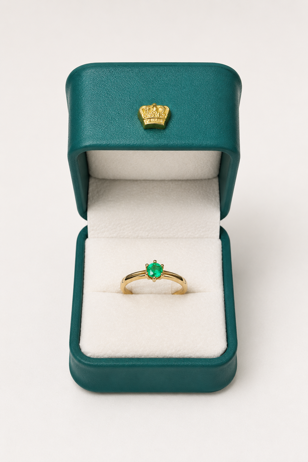 Anillo Solitario Oro 18K con Esmeralda Natural Colombiana