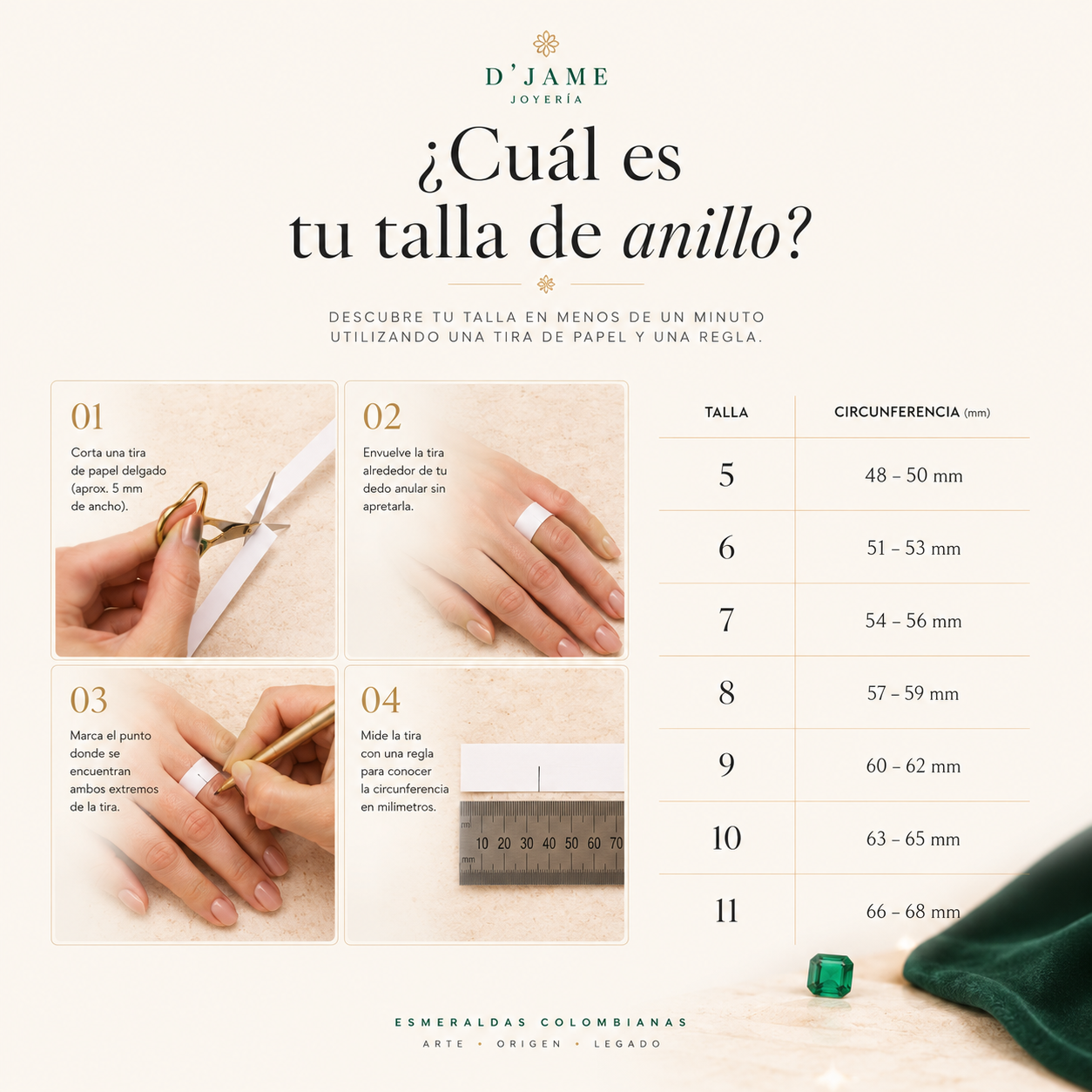 Anillo Oro 18K con Esmeralda Natural Colombiana - Noblesse