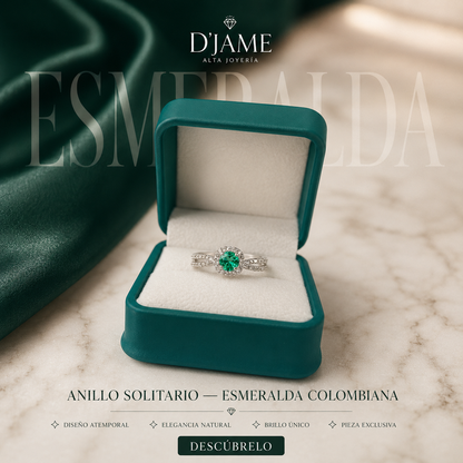 Anillo Élodie — Esmeralda Natural Colombiana