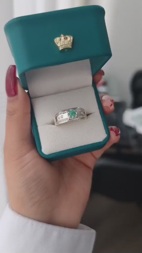Anillo Roca — Plata Italiana y Esmeralda Colombiana
