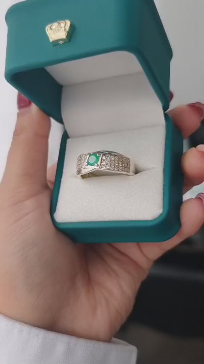 Anillo Legado — Plata Italiana y Esmeralda Colombiana