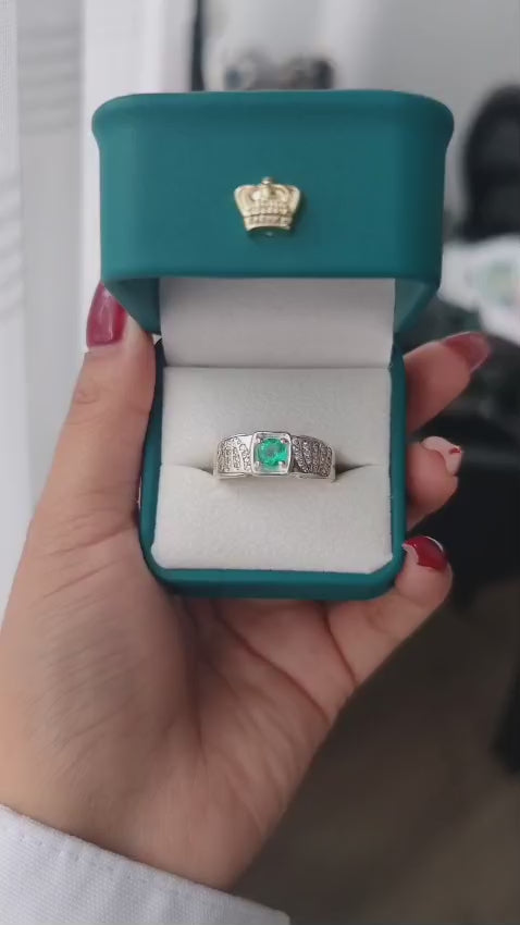 Anillo Bravo — Plata Italiana y Esmeralda Colombiana
